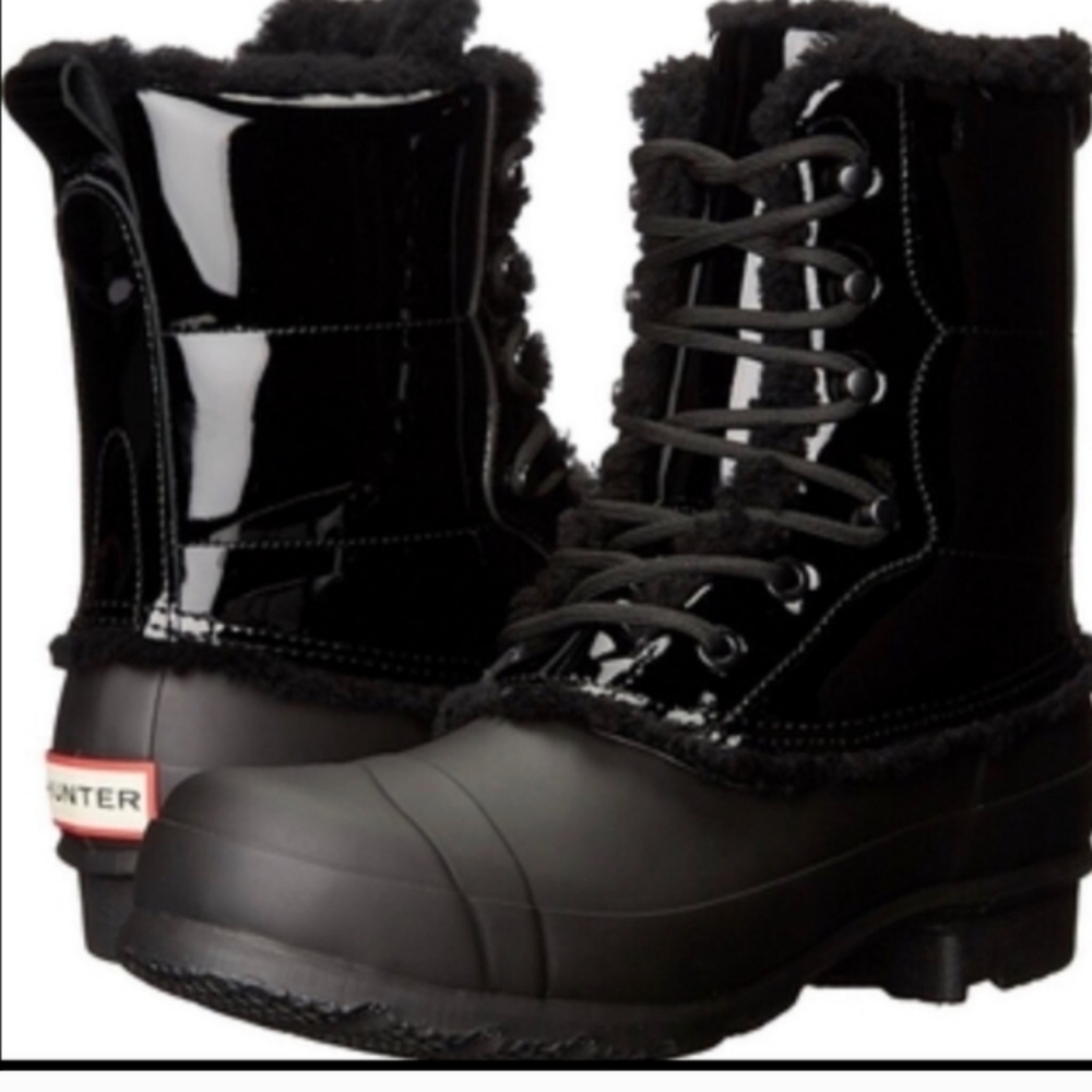 Hunter rubber and shearling rainboots